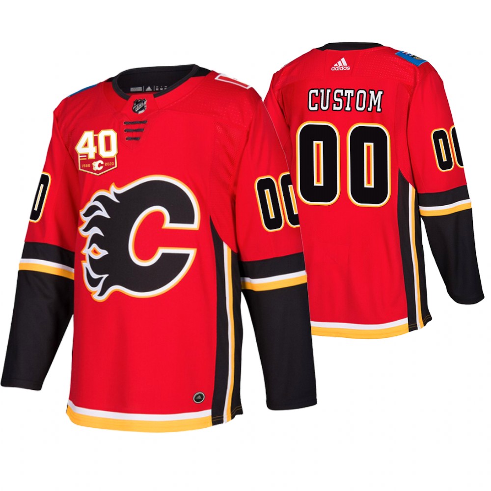 Cheap Adidas Calgary Flames Custom 40th Anniversary Third Red 2019-20 NHL Jersey